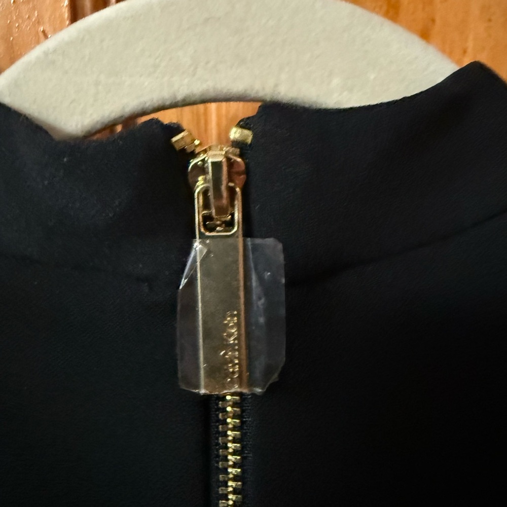 NWT Calvin Klein Black Sleeveless Midi Sheath Dress with subtle tie at neck. - Picture 6 of 7